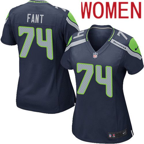 Women Seattle Seahawks #74 George Fant Nike Navy Game NFL Jersey->women nfl jersey->Women Jersey
